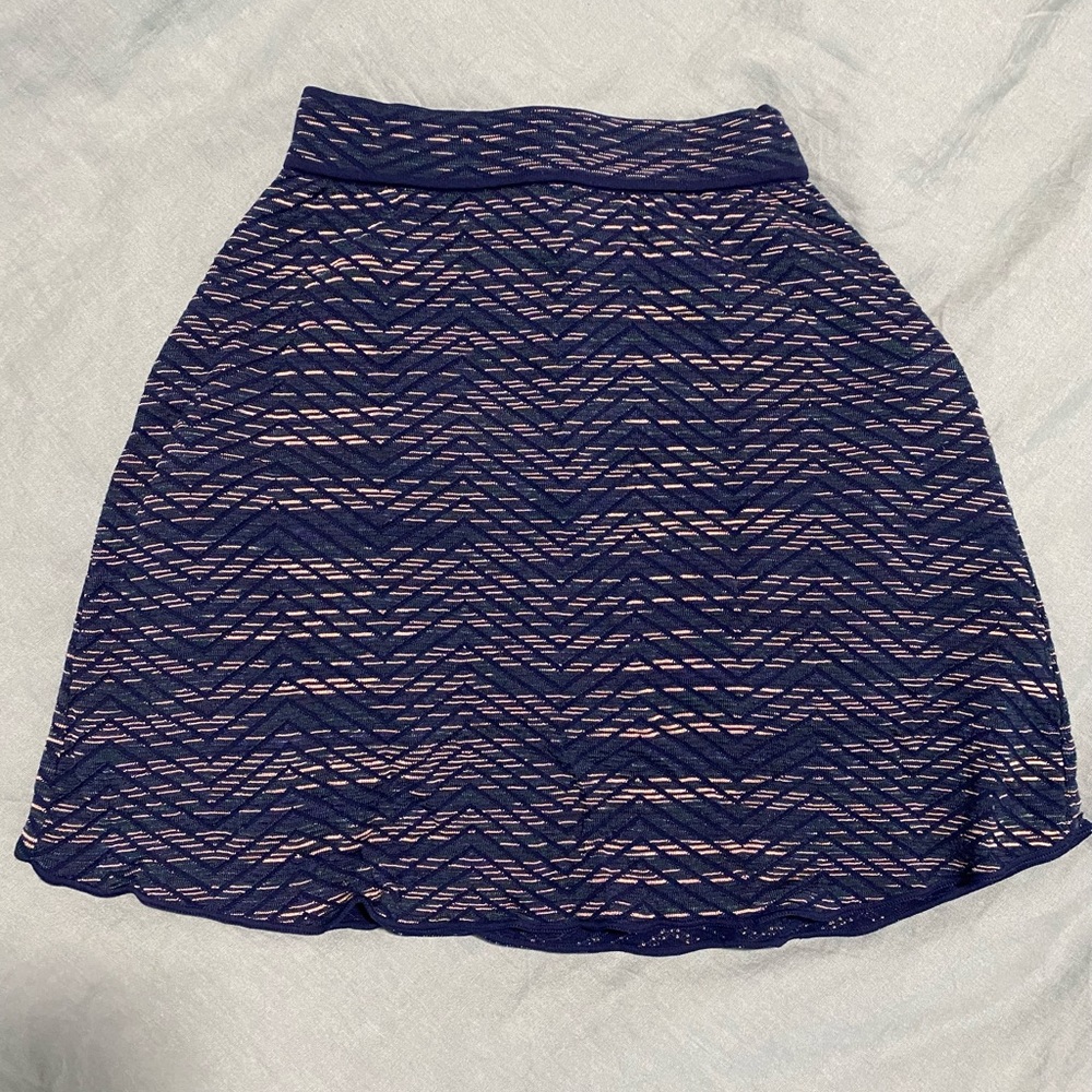 Navy and Pink Chevron Lace A-Line Skirt